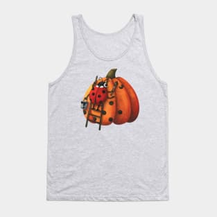 Cute Ladybug Painting Pumpkin Polka Dots Tank Top